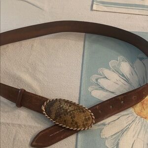 Italian Leather Belt with Snakeskin Buckle
